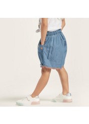 Embroidered Shorts with Elasticated Waistband and Pockets