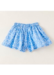 Juniors All-Over Star Print Shorts with Elasticised Waistband