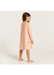 Dumbo Textured Sleepdress with Round Neck and Long Sleeves