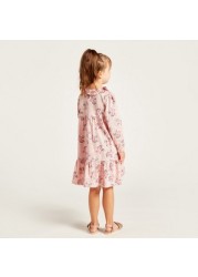 Juniors All-Over Printed Dress with Long Sleeves