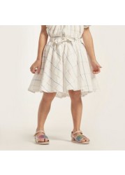 Checked Ruffled Sleeves Top and Skirt Set