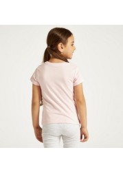 Juniors Printed Round Neck T-shirt with Short Sleeves