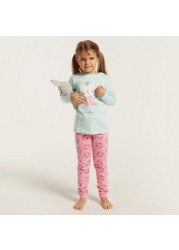 Juniors Printed Long Sleeves T-shirt and Pyjama Set