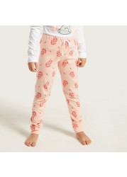 Juniors Graphic Print T-shirt and All-Over Printed Pyjamas Set