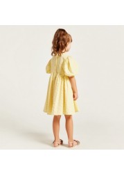 Juniors Textured Dress with Short Sleeves