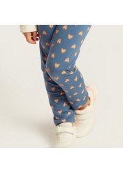 Juniors All-Over Heart Print Leggings with Elasticated Waistband