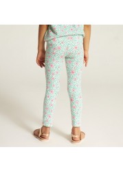 Juniors Floral Print Leggings with Elasticised Waistband