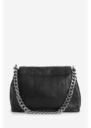 Leather Chunky Chain Shoulder Handbag