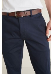 Belted Soft Touch Chino Trousers Slim Fit