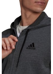 adidias Fleece 3 Stripe Zip Through Hoodie