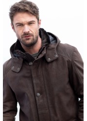 Lakeland Leather Stonethwaite Hooded Brown Leather Coat