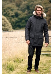 Shower Resistant Down Filled Signature Parka With Detachable Faux Fur Hood