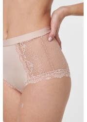 Microfibre And Lace Knickers High Rise