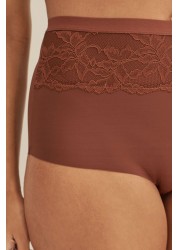 High Waist Lace Tummy Control Light Shaping Knickers 2 Pack