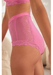 Microfibre And Lace Knickers High Rise