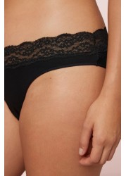 Lace Trim Cotton Blend Knickers 4 Pack High Leg