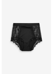 Microfibre And Lace Knickers High Rise