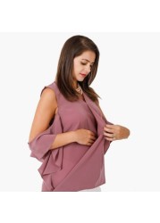 N&J V-neck Maternity cum Breastfeeding Top with Cold Shoulder Sleeves