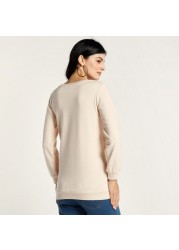 Love Mum Solid Maternity Sweatshirt with Round Neck and Long Sleeves