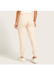 Love Mum Solid Knit Joggers with Elasticated Waistband