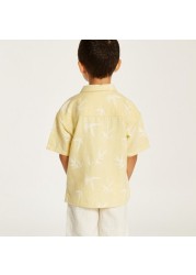 Printed Shirt with Button Closure and Short Sleeves