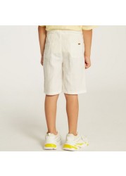 Solid Mid-Rise Shorts with Drawstring Closure and Pockets