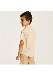 Juniors Textured Shirt with Button Closure and Short Sleeves