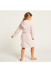 Juniors Textured Long Sleeves Bathrobe with Hood and Tie-Up Belt