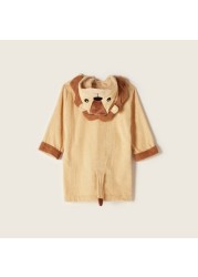 Juniors Lion Applique Long Sleeves Robe with Hood and Tie-Up Belt