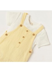 Giggles Striped T-shirt and Dungaree Set