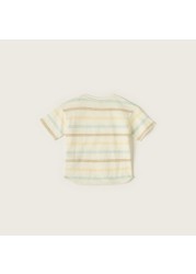 Giggles Striped T-shirt with Crew Neck and Short Sleeves