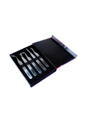 Diva Eyelash Tweezers Kit Silver | 5 Pcs Sk7003