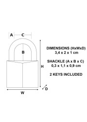 Master Lock Brass Padlock W/Keys (3.4 x 2 x 1 cm)