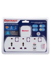 Oshtraco 2-Way T-Socket Plug W/ USB Port