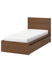 MALM Bed frame, high, w 2 storage boxes