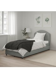 HAUGA Upholstered bed, 2 storage boxes