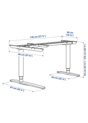 BEKANT Underframe sit/stand crnr table, el