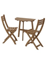 ASKHOLMEN Table f wall+2 fold chairs, outdoor