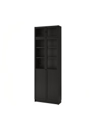 BILLY Bookcase w hght ext ut/pnl/glss drs