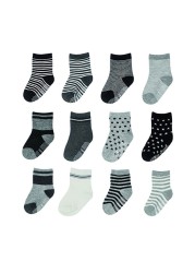 12 pairs/lot early childhood socks cotton floor socks boy gril baby short socks non-slip 1-5 years