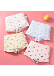 Girls Panties Kids Underwear Cotton Children Briefs Trellis Stripes Cute Cartoon Short Red 4pcs/lot