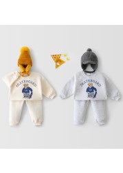 Spring New Children's Casual Clothes Suit Baby Boys Girls Long Sleeve Sweatshirt Pants 2pcs Set Kids Cartoon Bear Clothes Set