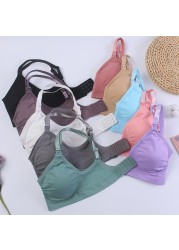 Breastfeeding Bra Clothes For Pregnant Women Up Open Button Wire Free Double Layer Seamless Maternity Underwear Large Size