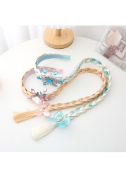 Little Girls Blonde Cosplay Weaving Princess Braid Tangled Rapunzel Headband Hair Elsa Accessories Girl Wig