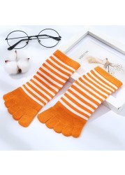 Autumn Winter Kids Striped Cotton Five Toe Floor Ankle Socks Boys Girls Casual Children Breathable Soft Short Tube Socks