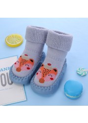 Baby Socks With Rubber Soles For Toddlers Kids Socks Toddler Boys Sock Warm Terry Shoes Thicken Slippers Infant Girl Winter