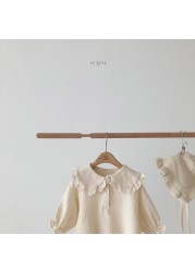 Spring Autumn Baby Clothes Newborn Infant Baby Girls Bodysuit Cotton Clothes Outfit Ruffle Collar Baby Jumpsuit Playsuit