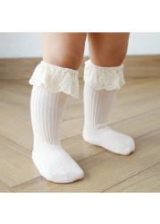 Baby Socks New Kids Toddlers Girls Knee High Long Soft Cotton Lace Baby Children Socks Baby Girl Socks 0 to 3 Years Autumn Clothes