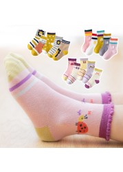 5pairs/lot Cute Cartoon Baby Girls Socks Winter Thicken Soft Kawaii Infant Toddler Socks Cotton Baby Boy Sports Socks for 1-12Y