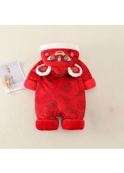 Winter Newborn Baby Romper Boy Girl Traditional Chinese Clothes New Year Costume Party Outfits Infant Rompers Jumpsuit for 0-18M